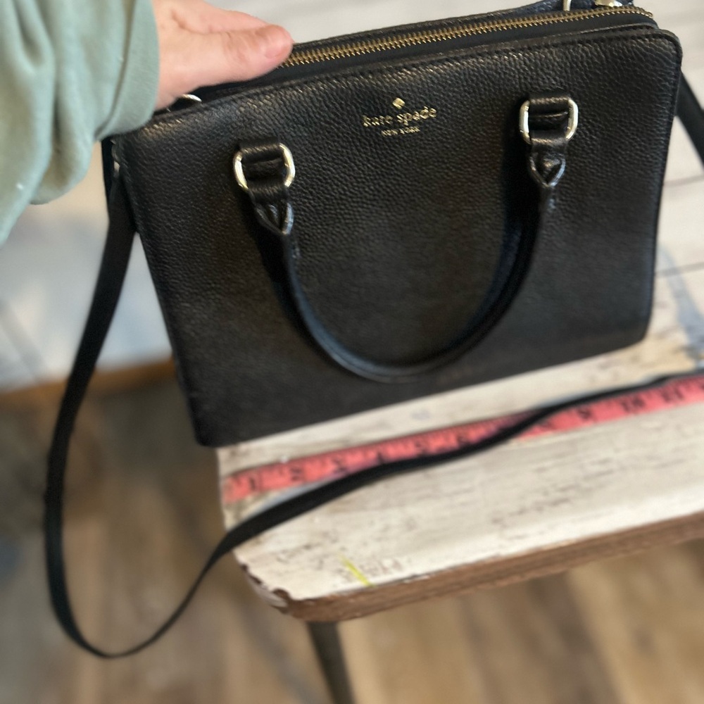 kate spade Black Pebbled Leather Satchel with Crossbody Strap - Picture 8 of 14